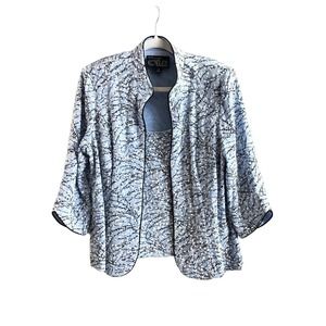 Alex Evening Womens LP Jacket 2 Pc. Set Light Blue w/ Silver Underlying Glitter.